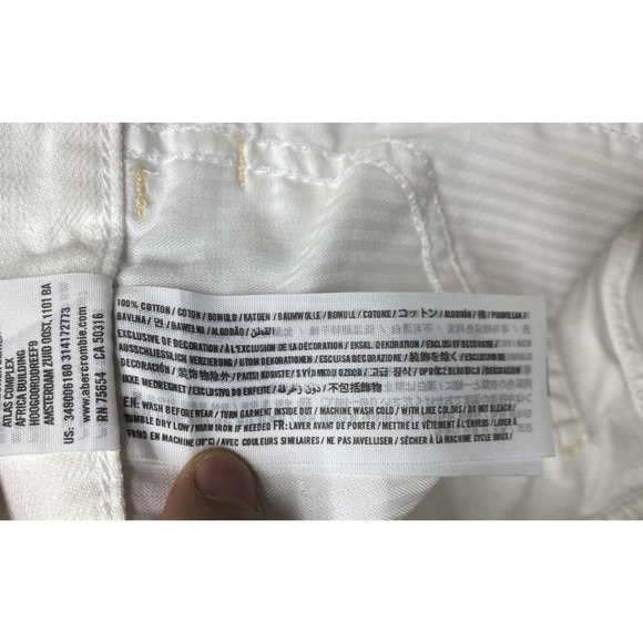 Hollister Shorts Womens 0 24 White High Rise Short-Short Distressed Denim Cutoff - Picture 9 of 11